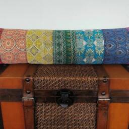 Handmade Rainbow Bolster Cover Metallic Accent Pillow Case - thumbnail 2