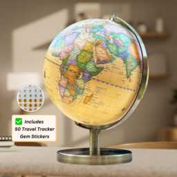Vintage World Globe With Gem Stickers Travel Tracker Gift
