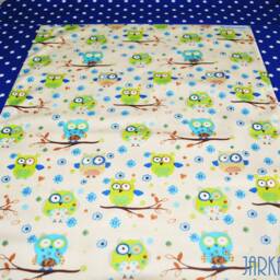 Baby Blanket Owl Turquoise-Green-Blue After Wish With Name, Crawling Blanket, Cuddly Stroller Wrap Pad For On The Go - thumbnail 3
