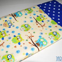 Baby Blanket Owl Turquoise-Green-Blue After Wish With Name, Crawling Blanket, Cuddly Stroller Wrap Pad For On The Go - thumbnail 2