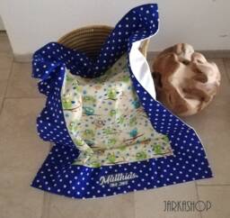 Baby Blanket Owl Turquoise-Green-Blue After Wish With Name, Crawling Blanket, Cuddly Stroller Wrap Pad For On The Go