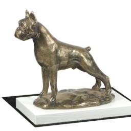 Boxer, Dog On White Wooden Base Statue, Limited Edition, Artdog - thumbnail 3