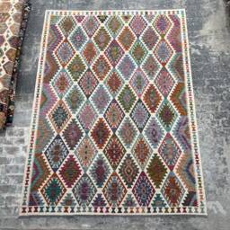 8x11 Ft Kilim Rug, Afghan Handmade Kilim, Area Living Room Oversize Flatweave Maimana 254x346cm - thumbnail 2
