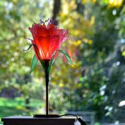 Table Lamp Red Flower Shaped Unique Handmaded Piece Of Lighting - thumbnail 3