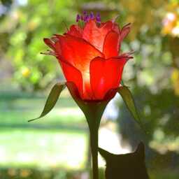 Table Lamp Red Flower Shaped Unique Handmaded Piece Of Lighting - thumbnail 4