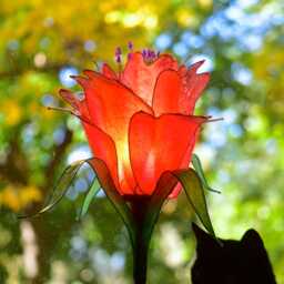 Table Lamp Red Flower Shaped Unique Handmaded Piece Of Lighting - thumbnail 2