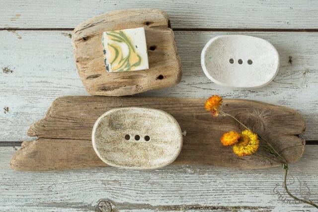 Handmade Ceramic Soap Dish With Drain Rustic Pottery Tray - image 1