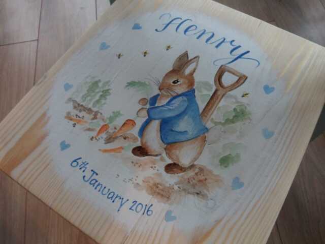 Children's Wood Chairs, Personalised & Hand Painted Illustrations For Newborn Christening 1st Birthday Gifts Bespoke Childrens Nursery Decor - image 1