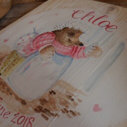 Children's Wood Chairs, Personalised & Hand Painted Illustrations For Newborn Christening 1st Birthday Gifts Bespoke Childrens Nursery Decor - thumbnail 3