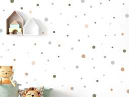 Sage Green & Neutral Polka Dot Wall Stickers, Earth Tones Decor - thumbnail 1