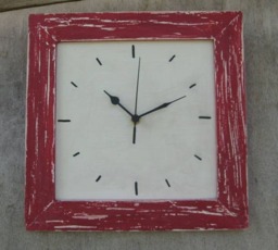 Shabby Chic Wall Clock Red & Cream Wall, Wooden Clock, Farmhouse Style - thumbnail 1