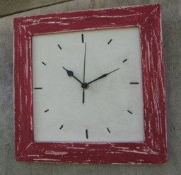 Shabby Chic Wall Clock Red & Cream Wall, Wooden Clock, Farmhouse Style - thumbnail 2