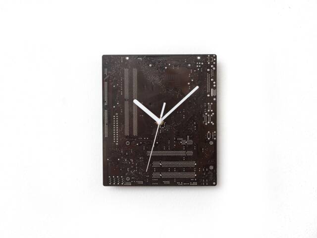Large Dark Brown Wall Clock - Circuit Board Computer Unique Gift Boyfriend Husband - image 1