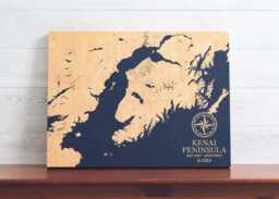 Kenai Peninsula, Alaska Map - Engraved Wood Coastal Art Sign, Beach House Decor Wall Hanging, Nautical Life Print, Unique Personalized Gift - thumbnail 1
