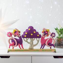 Textile Deer & Goat Sculpture Fairy Forest Scene Tabletop Art - thumbnail 2