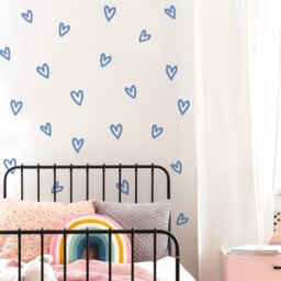 Hand Drawn Blue Heart Wall Stickers - Removable Fabric Nursery Decals - thumbnail 1