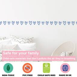 Hand Drawn Blue Heart Wall Stickers - Removable Fabric Nursery Decals - thumbnail 3