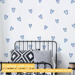 Hand Drawn Blue Heart Wall Stickers - Removable Fabric Nursery Decals - thumbnail 2