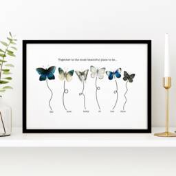Butterflies Custom Family Tree Framed Wall Art, First Christmas in New Home Indoor Decor, Xmas Sentimental Gift For Mom From Daughter - thumbnail 3