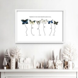 Butterflies Custom Family Tree Framed Wall Art, First Christmas in New Home Indoor Decor, Xmas Sentimental Gift For Mom From Daughter - thumbnail 2