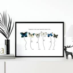 Butterflies Custom Family Tree Framed Wall Art, First Christmas in New Home Indoor Decor, Xmas Sentimental Gift For Mom From Daughter - thumbnail 1