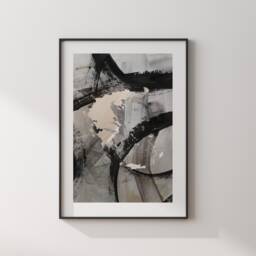 Greece Map - Black & Grey Abstract Painting Of Wall Art Print Traval Poster - thumbnail 3