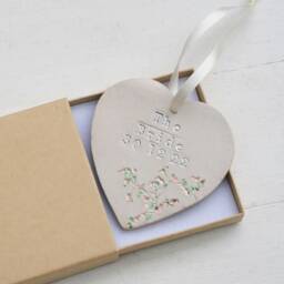 The Bride Floral Hanging Heart, Personalised Ceramic Hanign Decoration For Bride, Wedding Day Gifts Her - thumbnail 2