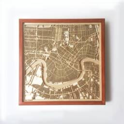Laser Cut New Orleans Wooden Map - 3D Minimalist Framed Wall Art - thumbnail 1