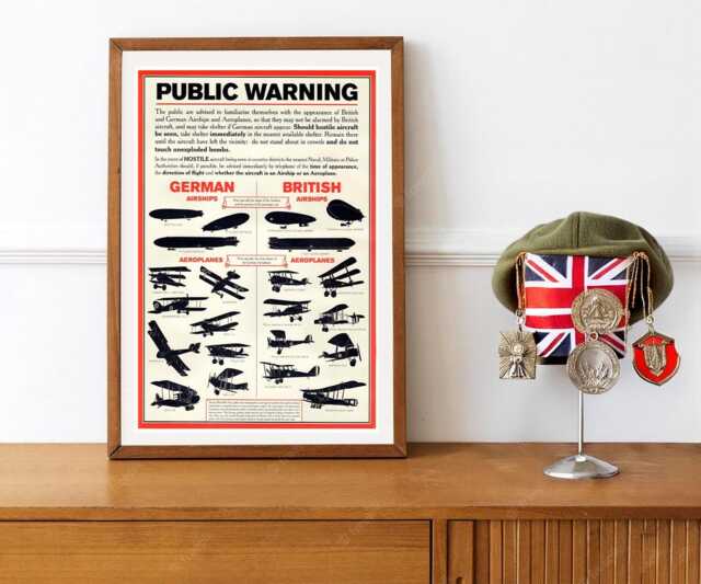 Reprint Of A British Ww1 Poster - Public Warning Air-Raid Precaution - image 1