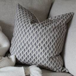 Beige Floral Cushion With Duck Feather Insert - Farmhouse Throw Pillow 45x45cm, Rustic Home Decor - thumbnail 3