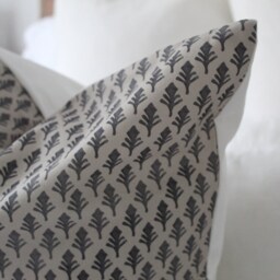 Beige Floral Cushion With Duck Feather Insert - Farmhouse Throw Pillow 45x45cm, Rustic Home Decor - thumbnail 2