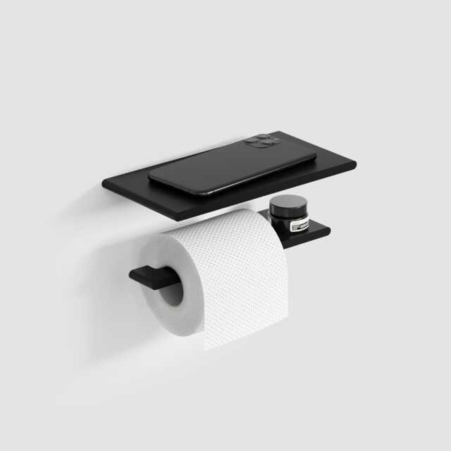 Sleek Toilet Paper Holder With Shelf Modern Bathroom Decor - image 1