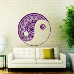 Mandala Wall Decal - Bohemian Vinyl Sticker Yin Yang Yoga Studio Boho Home Decor Bedroom Art Na366 - thumbnail 3