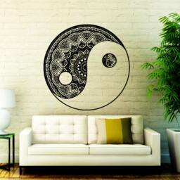 Mandala Wall Decal - Bohemian Vinyl Sticker Yin Yang Yoga Studio Boho Home Decor Bedroom Art Na366 - thumbnail 2