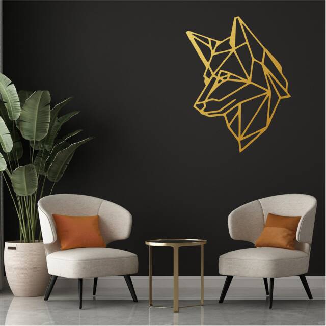 Geometric Wolfs Head Wall Art, Minimalist, Modern, Abstract, Decal, Mural, Transfer, Boho -G061 , 5 Sizes, 36 Colour Options - image 1