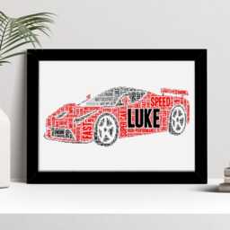 Personalised Ferrari Super Car Word Art Print, Custom Wall Framed Picture Gift, Present For Men, Boys Nl - thumbnail 2