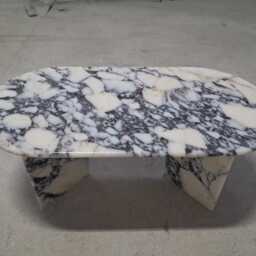 Handcrafted Calacatta Viola Marble Oval Coffee Table, Sculptural Side Custom Furniture - thumbnail 4
