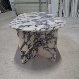 Handcrafted Calacatta Viola Marble Oval Coffee Table, Sculptural Side Custom Furniture - thumbnail 2