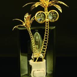 24K Gold Plated Palm Tree Handcrafted Luxury Night Light Decorated Swarovski Crystals Bedroom Bathroom Kids Room Kitchen Gift Premium Decor - thumbnail 3