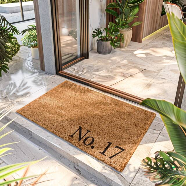 Personalized House Number Door Mat - Doormat New Home Gift Closing Rug Custom Decor - image 1