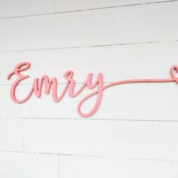 Personalized Wood Baby Girl Name Sign Nursery Heart Decor - thumbnail 3