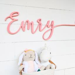 Personalized Wood Baby Girl Name Sign Nursery Heart Decor - thumbnail 2