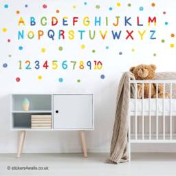 Alphabet & Number Fabric Wall Stickers Reusable Nursery Decals - thumbnail 2
