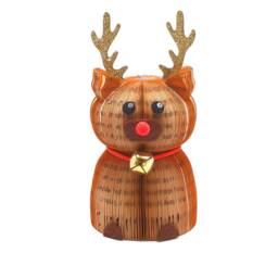 Rudolph Reindeer Ornament - Christmas Book Page Decoration Handmade With Bell - thumbnail 2