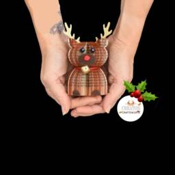 Rudolph Reindeer Ornament - Christmas Book Page Decoration Handmade With Bell - thumbnail 3
