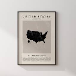 Abstract United States Map Vintage Wall Art Print Picasso + Matisse Inspired America Usa Travel Poster - thumbnail 2