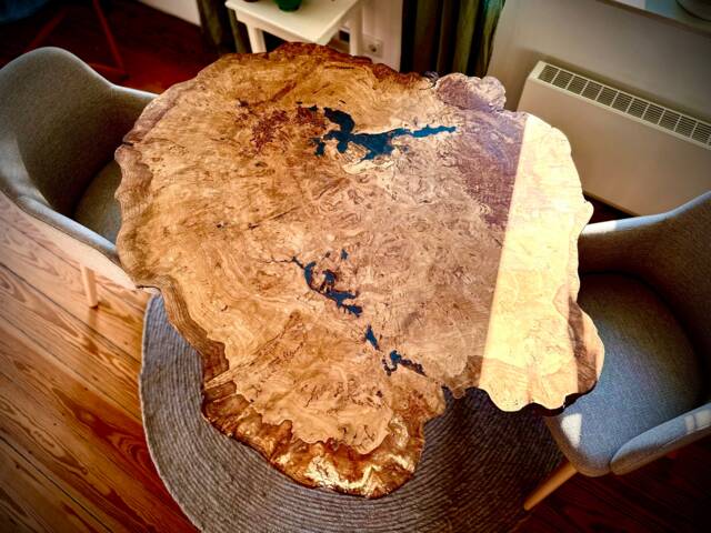 Round Dining Table Made Of Oak From A Tuber - Unique 100 120 cm Diameter Tree Edge Frame - image 1