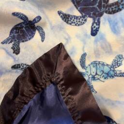 Free Embroidery Turtles Flat Minky Baby Blanket With Navy Satin Backing & Binding - thumbnail 2