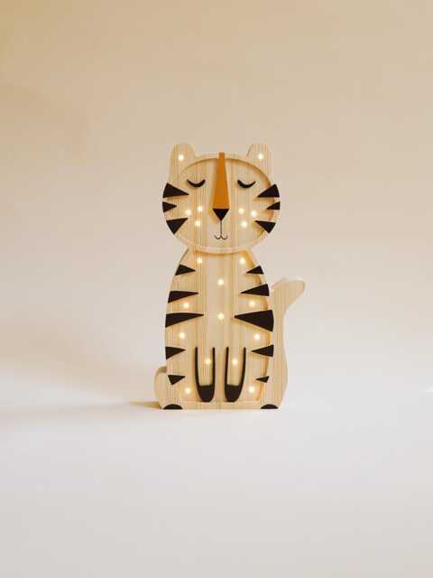 Wooden Tiger Lamp For Nursery - Forest Theme Woodland Gift Baby Newborn Personalized Kids Led Night Light - image 1