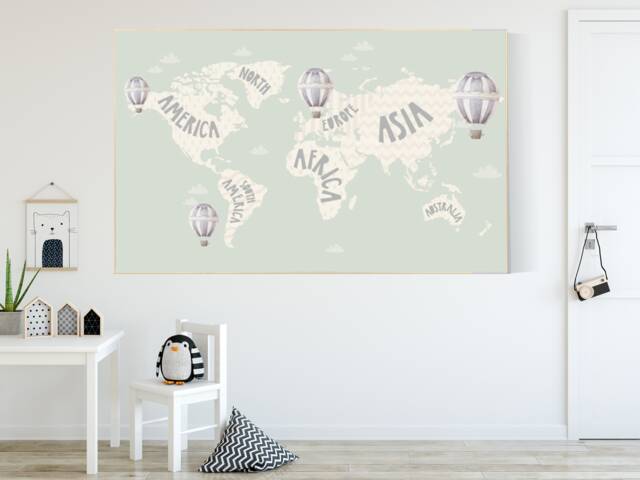 World Map Nursery Print Mint Green Kids Room Wall Art - image 1
